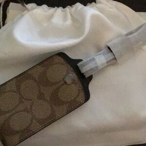 NWTCoach Tan and Signature Luggage Tag Card Holder